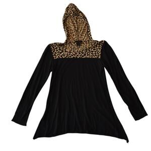 Flowers by Zoe Animal Print Hooded Tunic Top Girls Size Large
